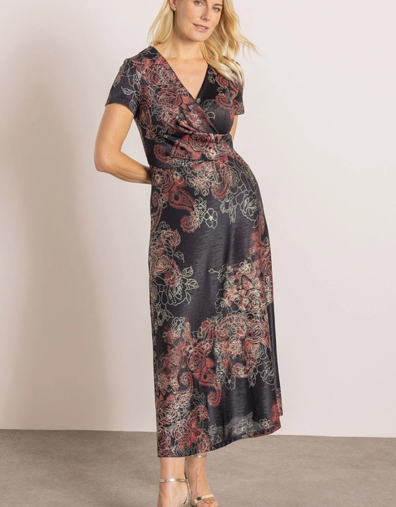 Floral Shimmer Print Midaxi Dress