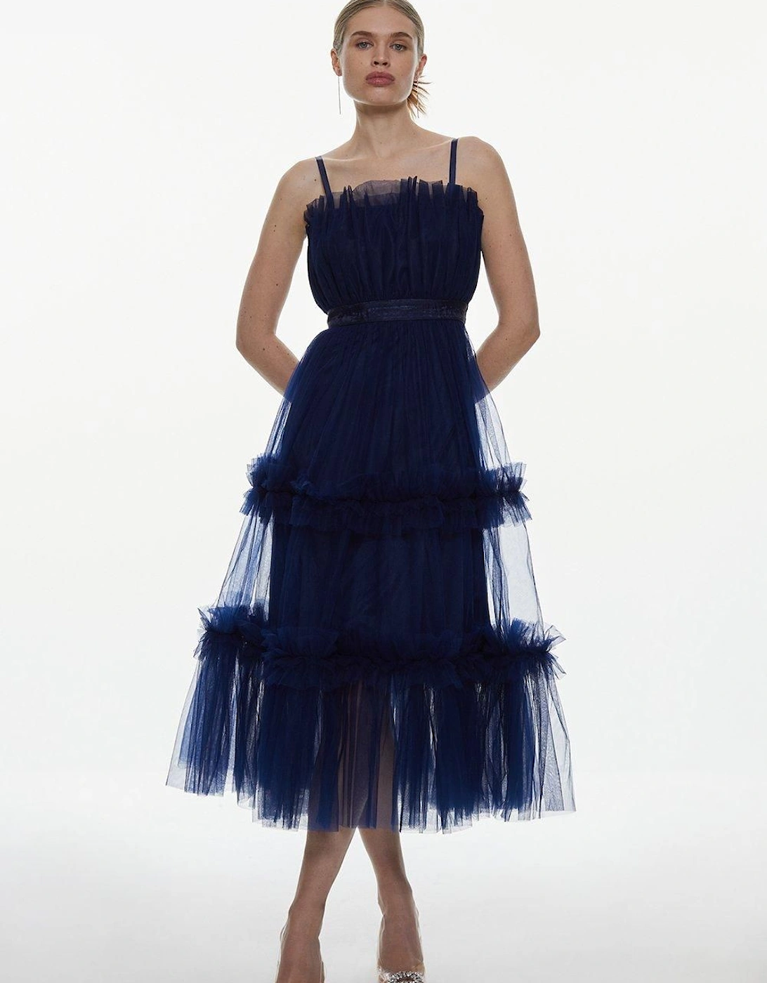 Tulle Bandeau Tiered Midi Dress, 2 of 1