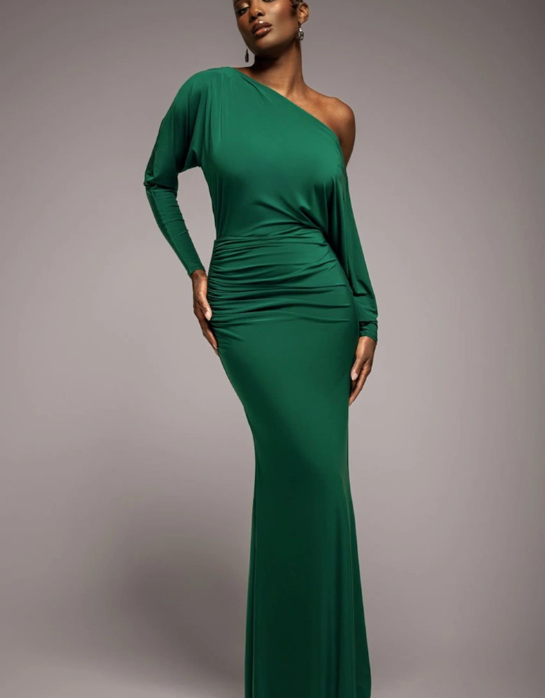 Bat Wing Elasticated Side Gather Maxi Dress