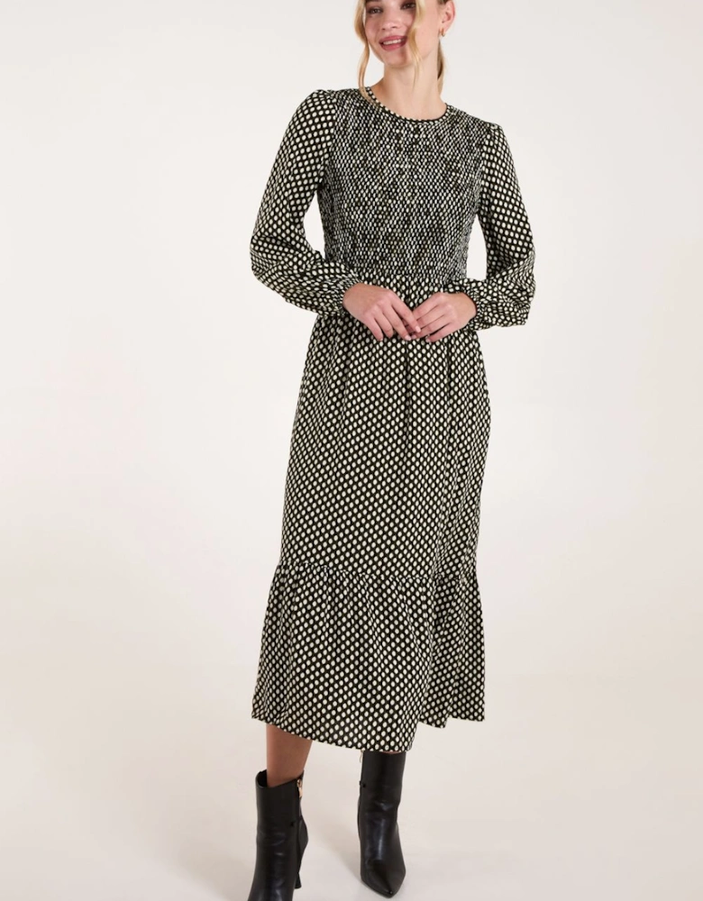 Shirred Front Midi Dress