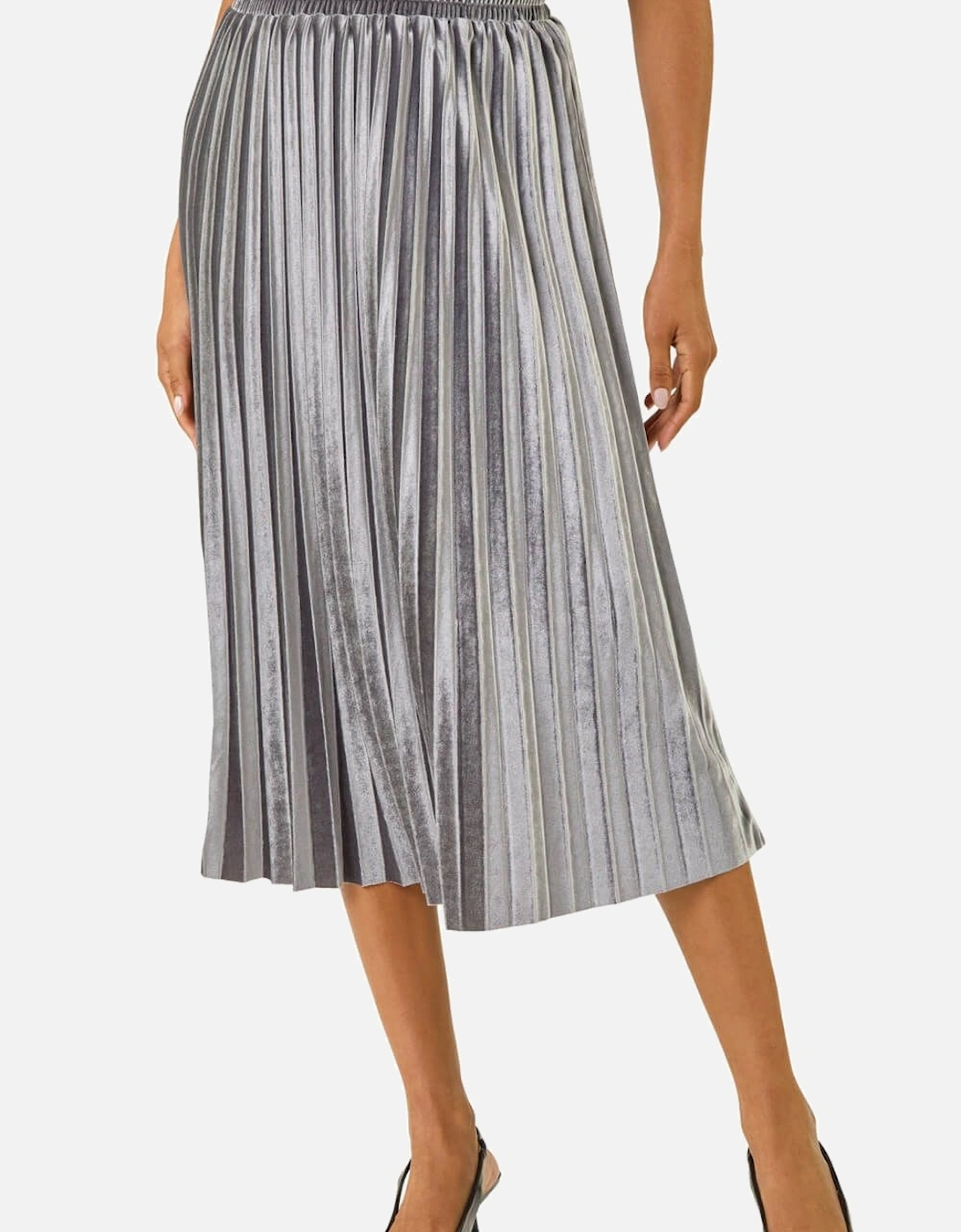 Velvet Pleated Midi Skirt, 2 of 1