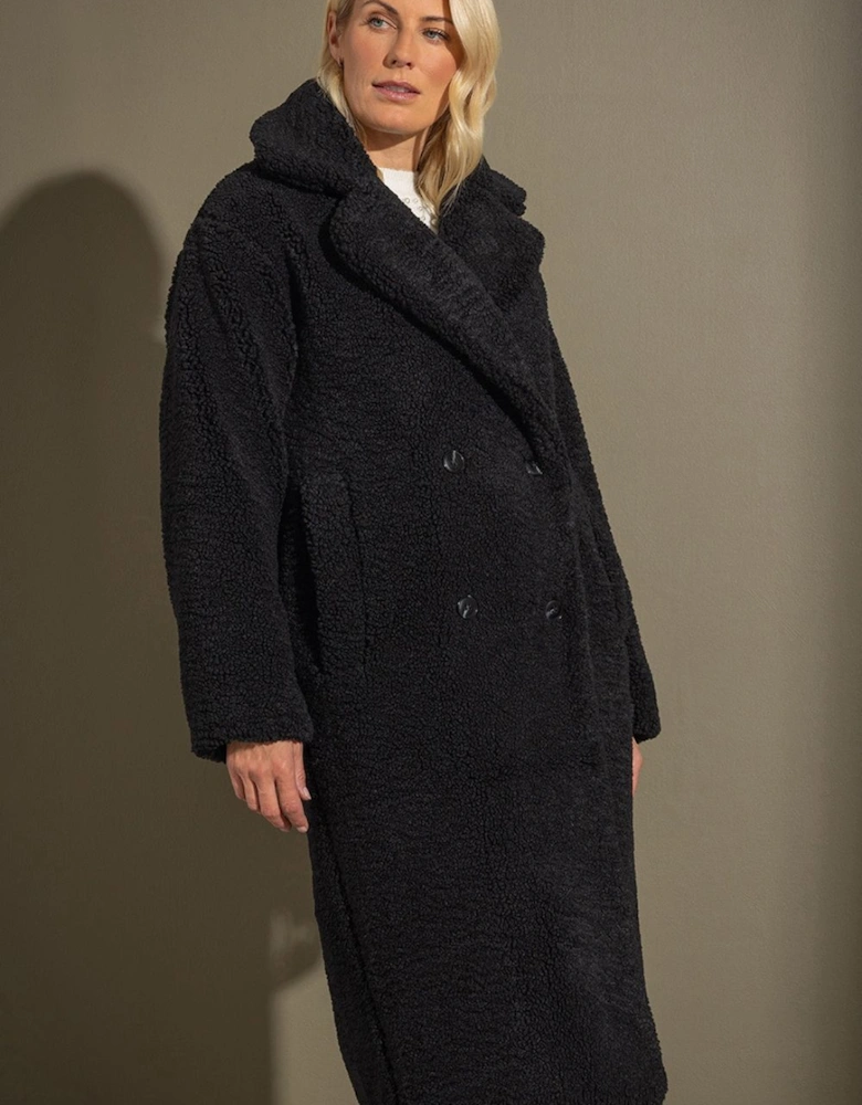 Longline Double Breasted Teddy Coat