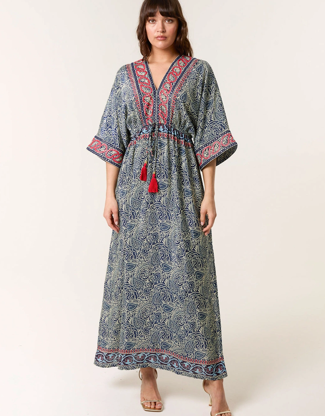 Navy Embellished Kimono Dress, 2 of 1