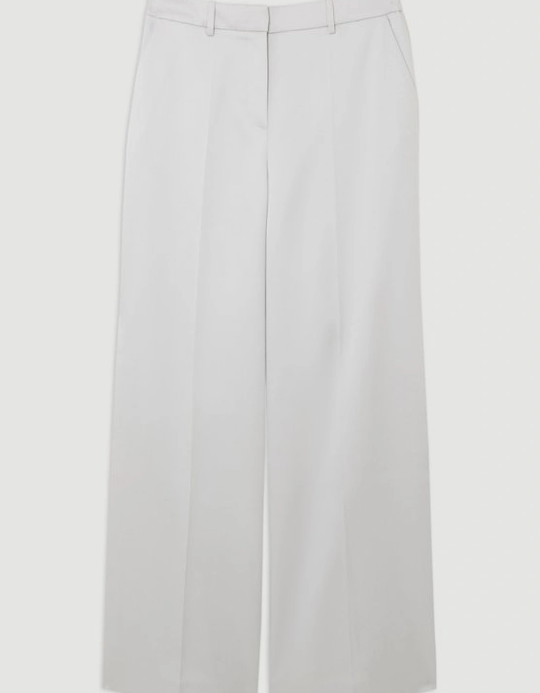 Structured Viscose Satin Tailored Wide Leg Trousers