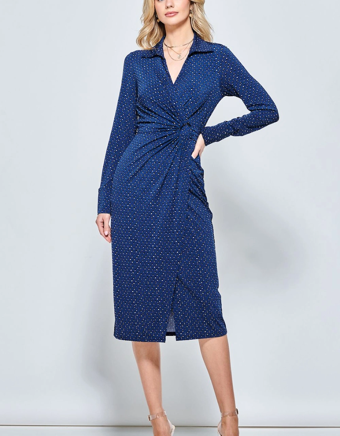 Spot Print Wrap Midi Shirt Dress, 2 of 1