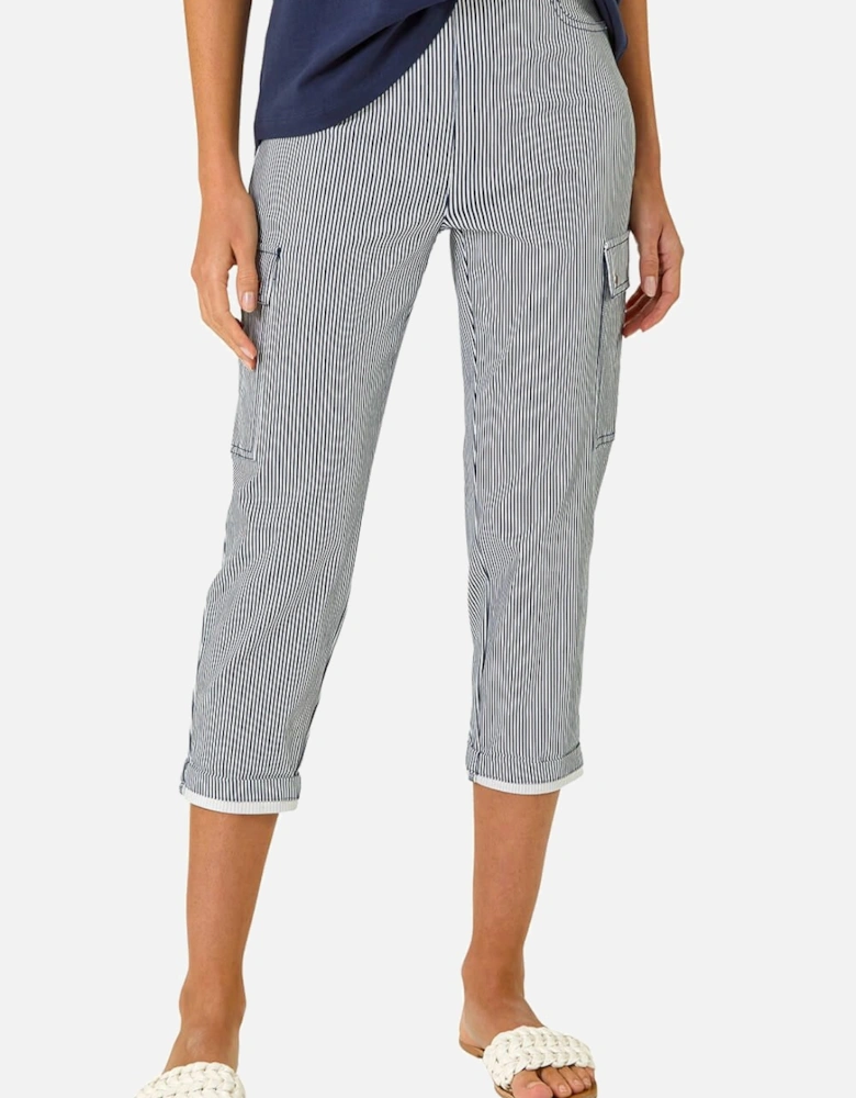 Stripe Cropped Cargo Trouser