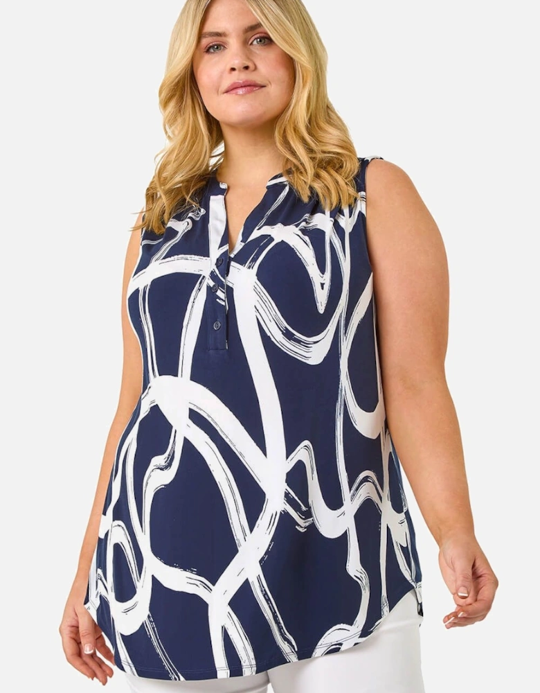 Curve Abstract Print Vest Top