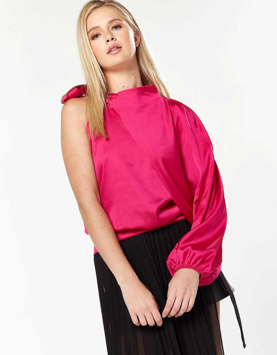 Asymmetric Voluminous Sleeve Top Pink, 2 of 1