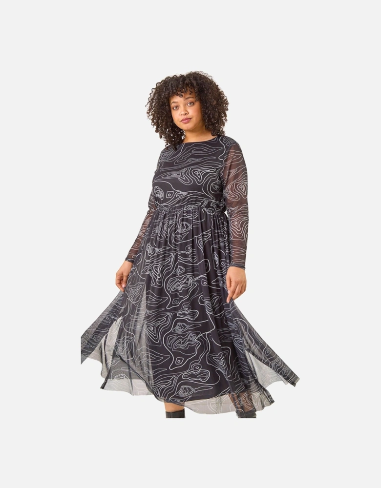 Curve Abstract Swirl Midi Dress