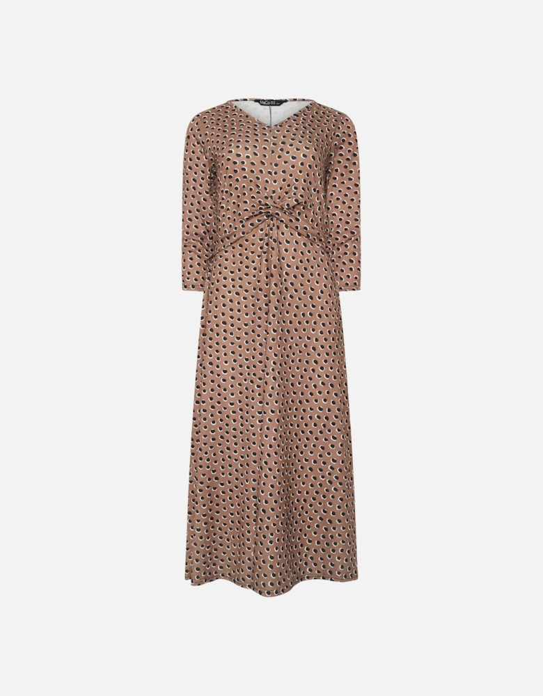 Spot Twist Front Maxi Dress
