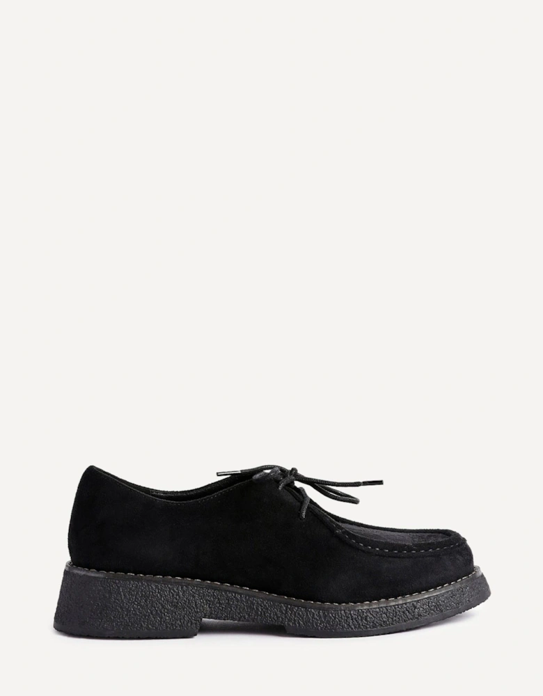 Perth Black Faux Suede Laced Chunky Loafer