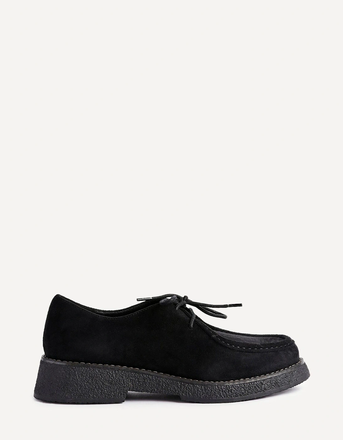 Perth Black Faux Suede Laced Chunky Loafer, 2 of 1