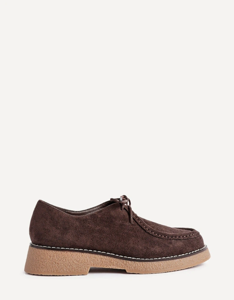 Perth Brown Faux Suede Laced Chunky Loafer