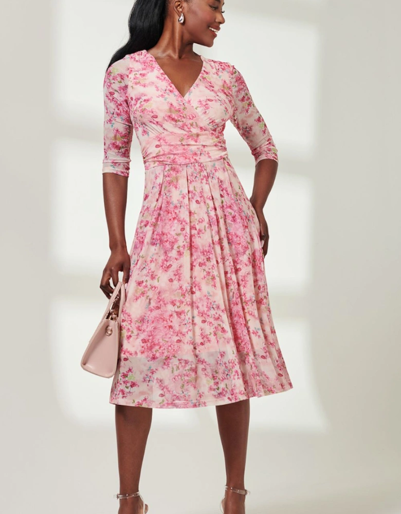 Brisa Mesh 3/4 Sleeve Midi Dress