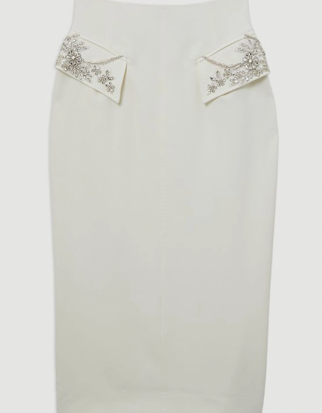 Embellished Tailored Pocket Detail Maxi Skirt