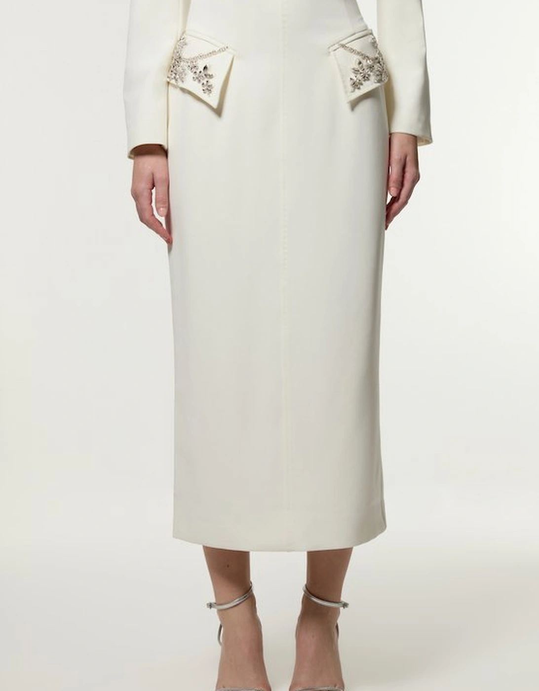 Embellished Tailored Pocket Detail Maxi Skirt