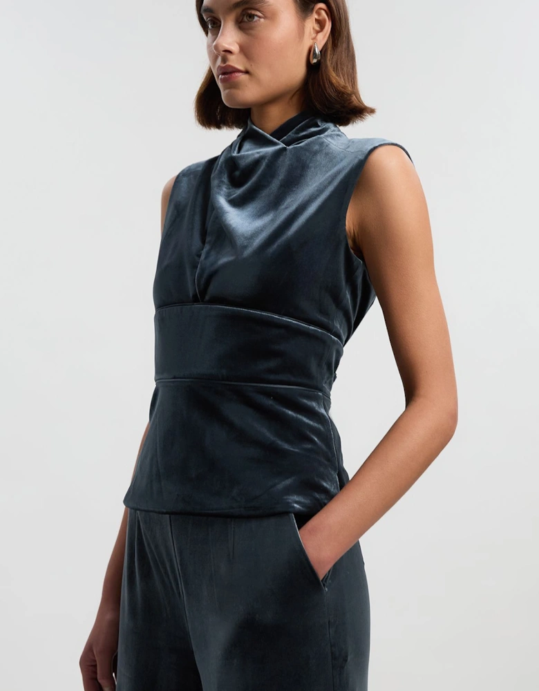Velvet Wrap Detail Woven Top