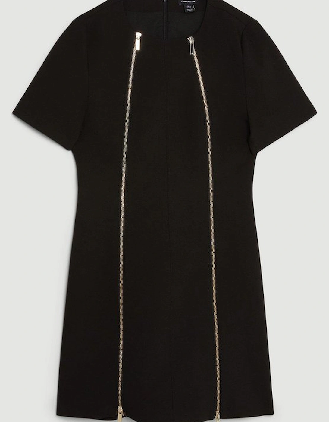 Compact Stretch Zip Detail Tailored Mini Dress