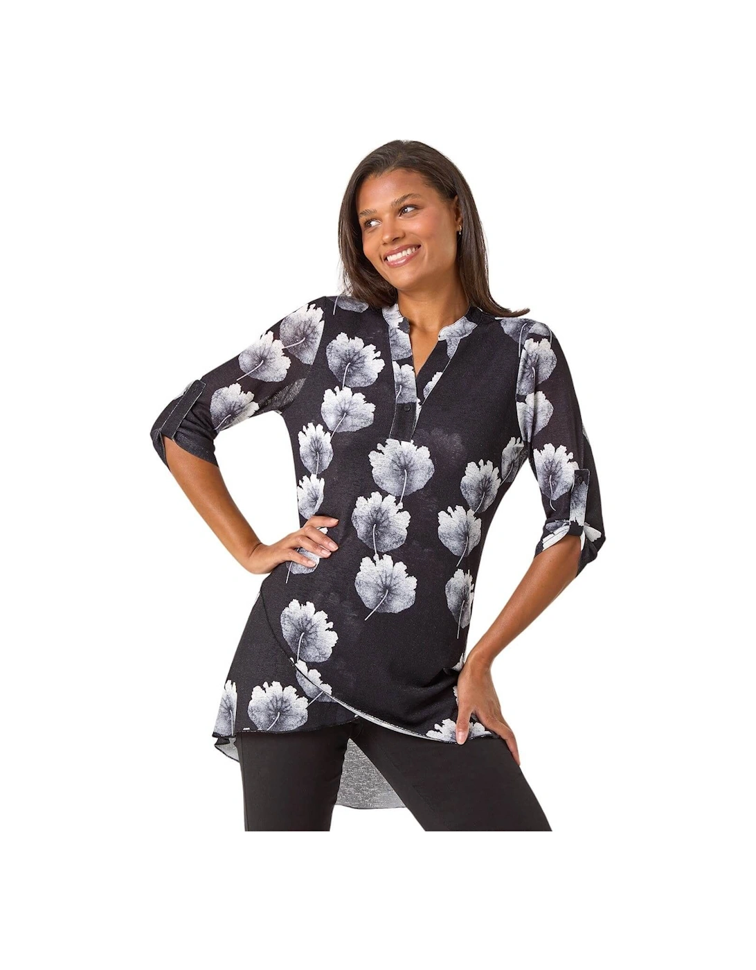 Floral Print V-Neck Layer Tunic Top, 2 of 1