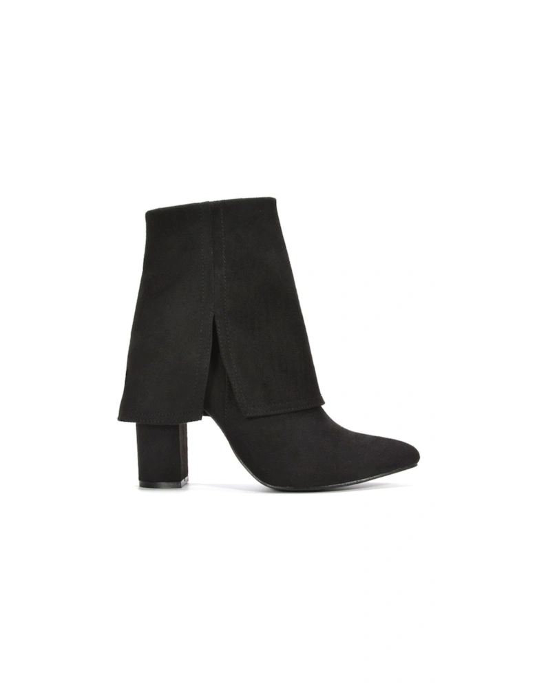 'Ayla' Layered Fold Over Pointed Toe Heeled Shoe Booties