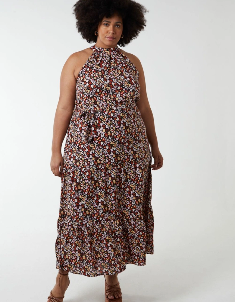 Plus Size Halter Neck Midi Dress