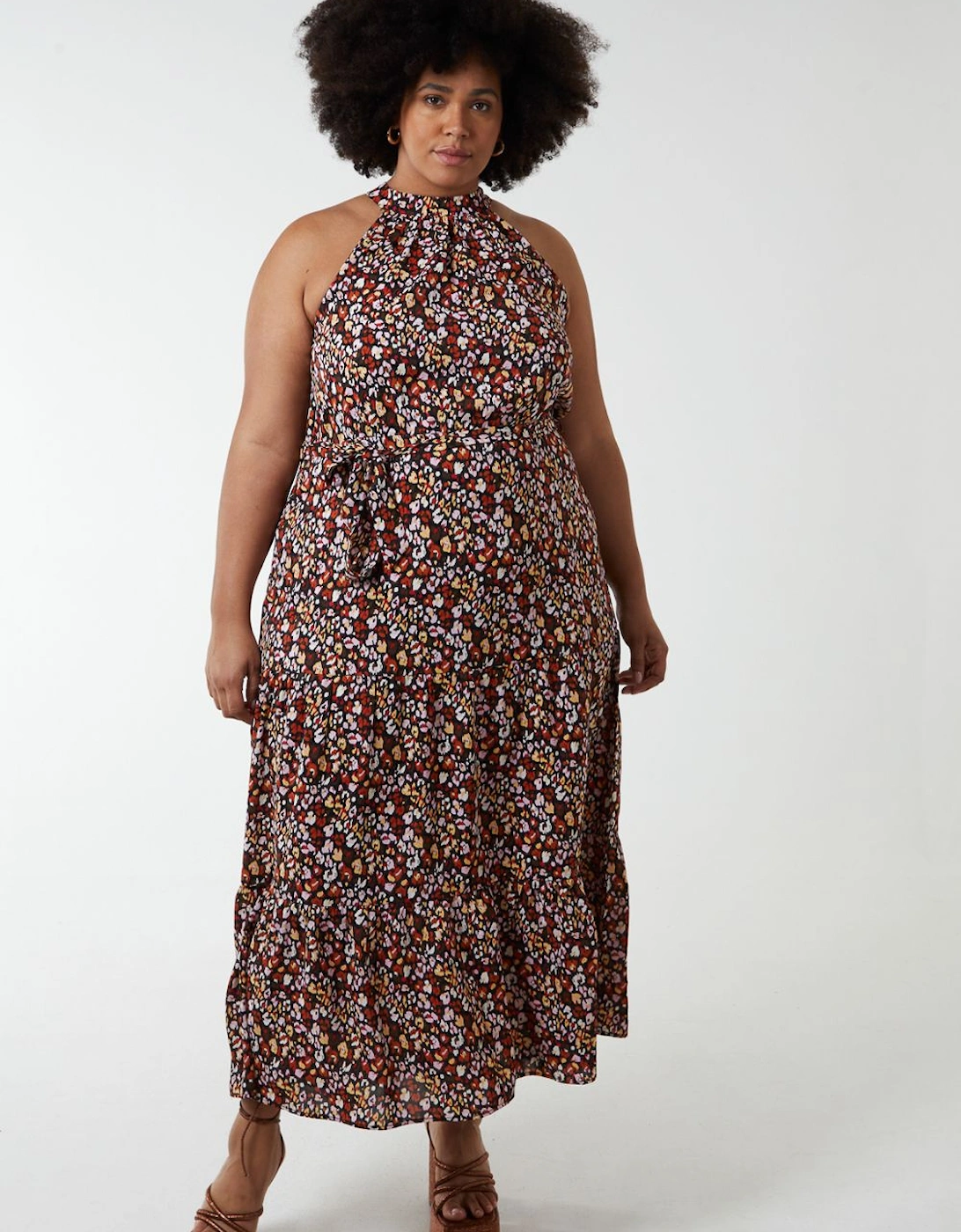 Plus Size Halter Neck Midi Dress, 2 of 1
