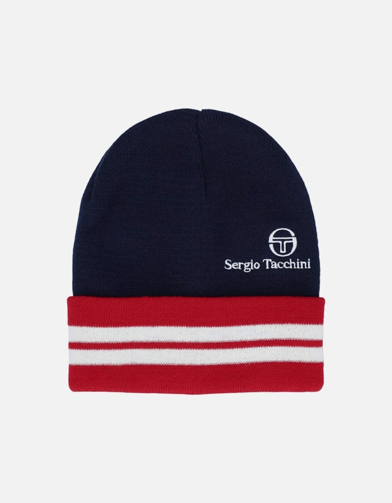 Surgis Striped Beanie Maritime - Blue/White/Adrenaline Rush