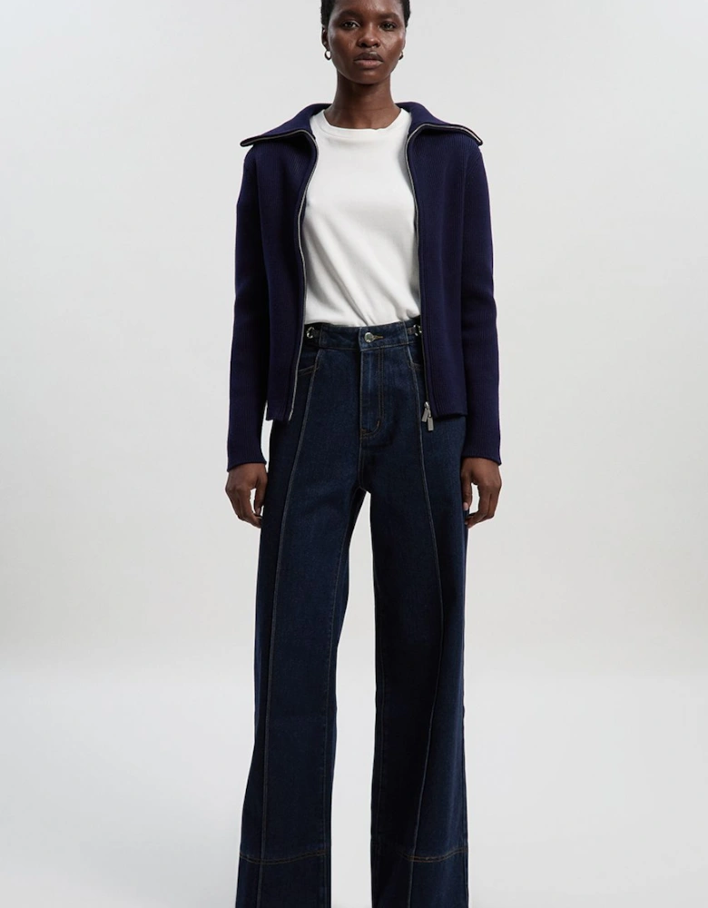 Denim Snaffle Wide Leg Trouser