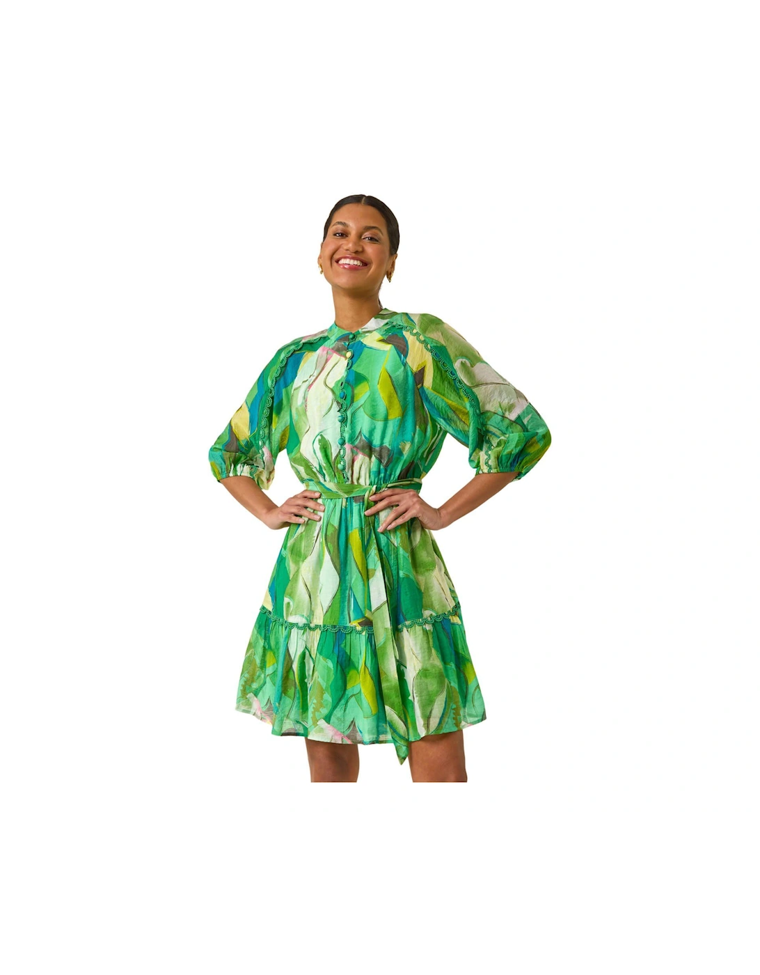 Abstract Print Button Shirt Dress, 2 of 1