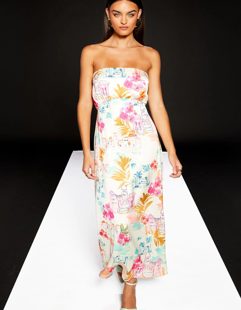 Bandeau Printed Maxi Dress