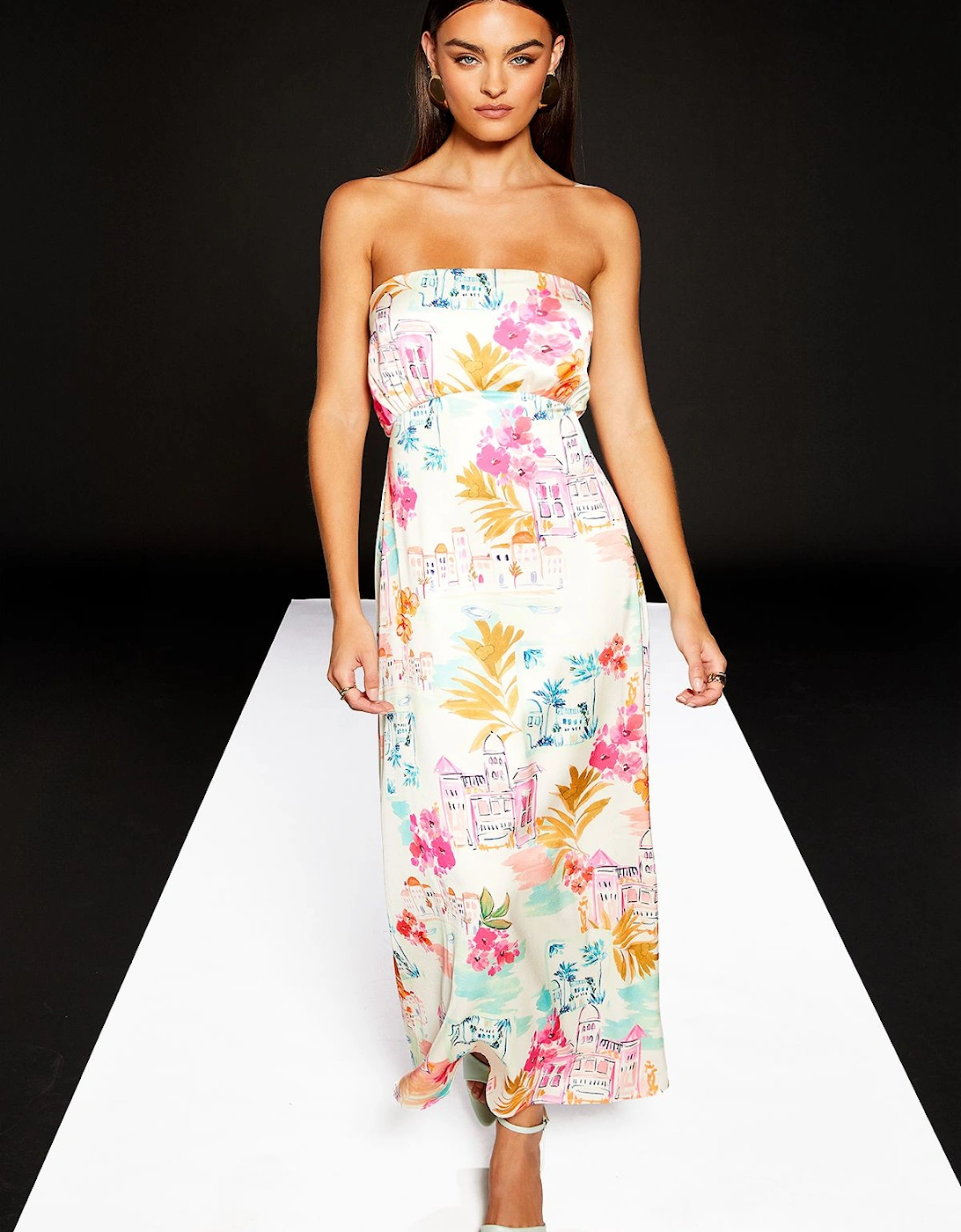 Bandeau Printed Maxi Dress, 2 of 1