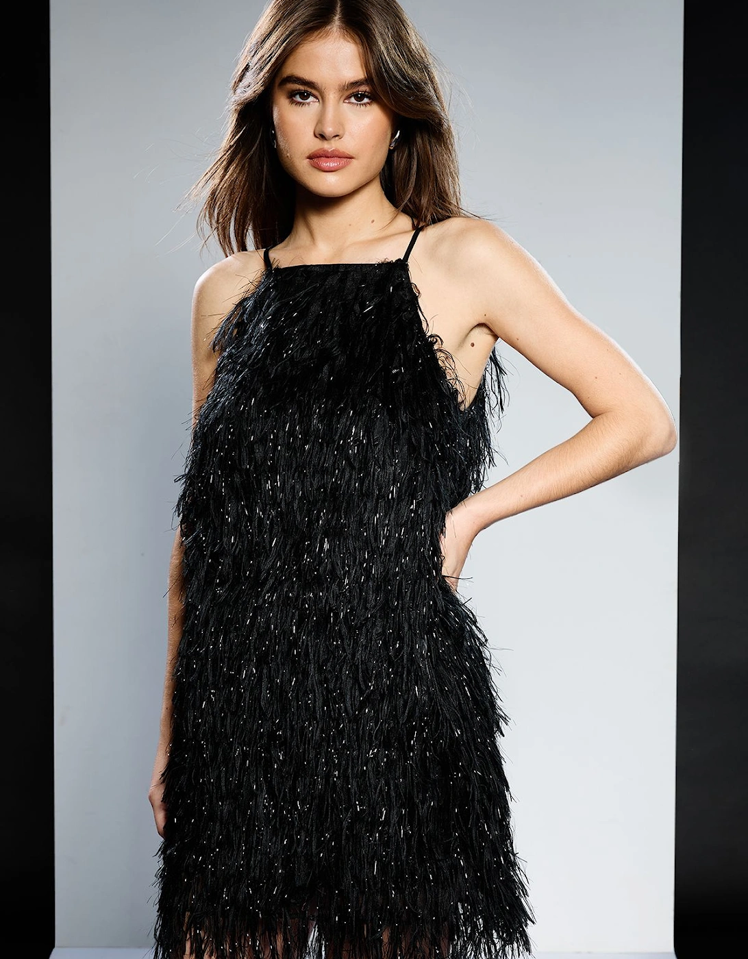 Fringe Square Neck Mini Dress, 2 of 1