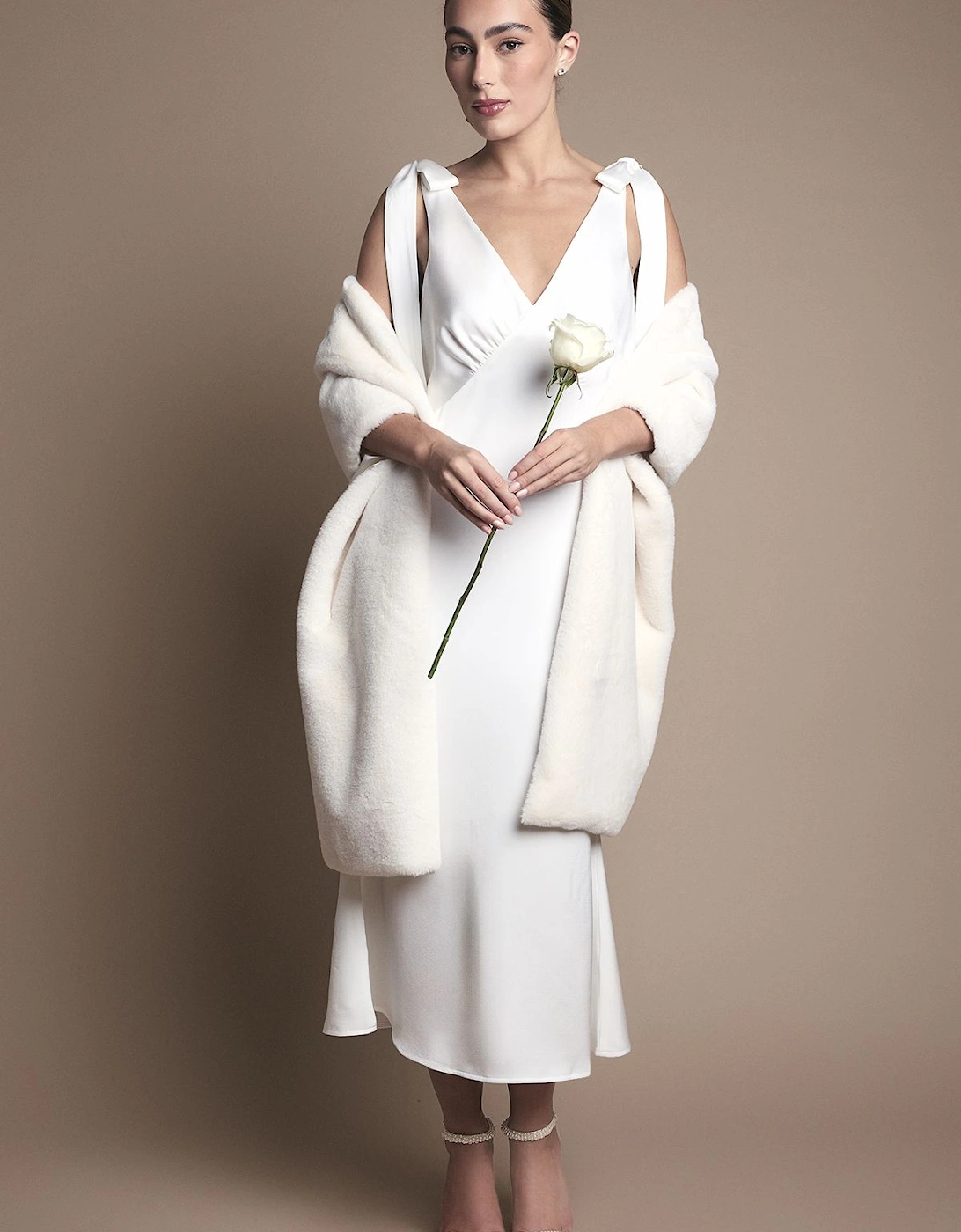 Ivory Faux Fur Wrap Shawl, 2 of 1