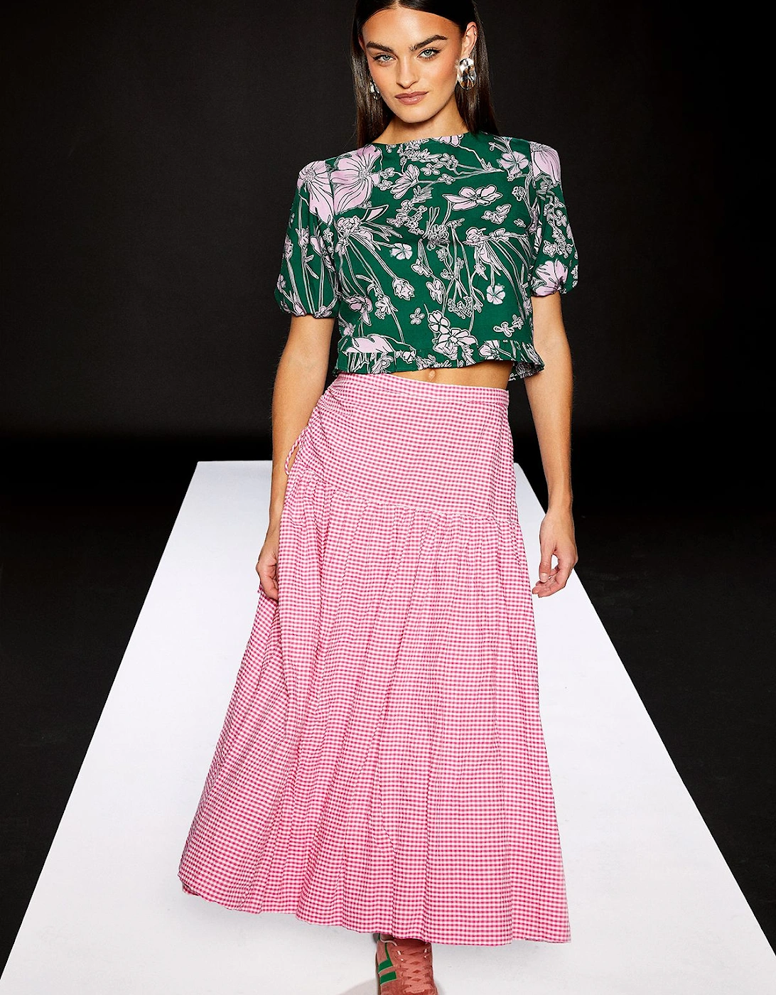 Runway 1.8.1.8 Gingham Puffball Midi Skirt, 2 of 1