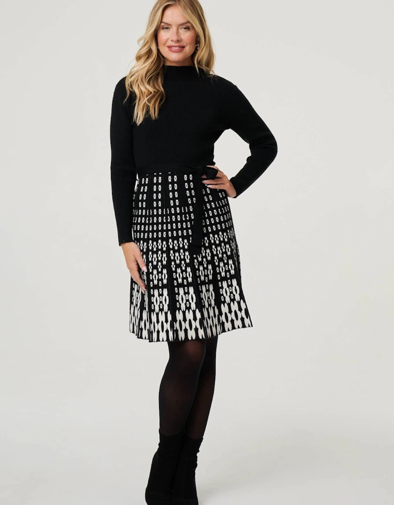 Geo Print Knee Length Jumper Dress