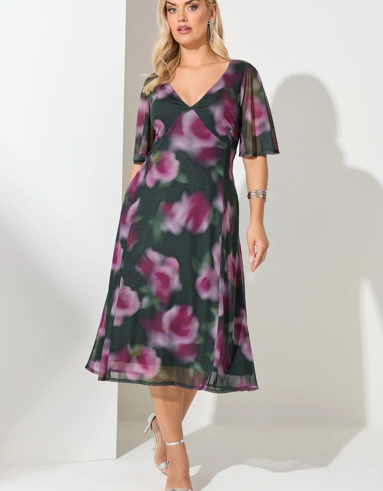 Floral Mesh Tea Dress