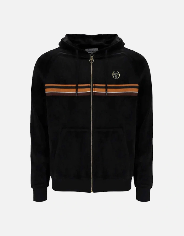 Albi Velour Zip Hoodie - Black/Gold