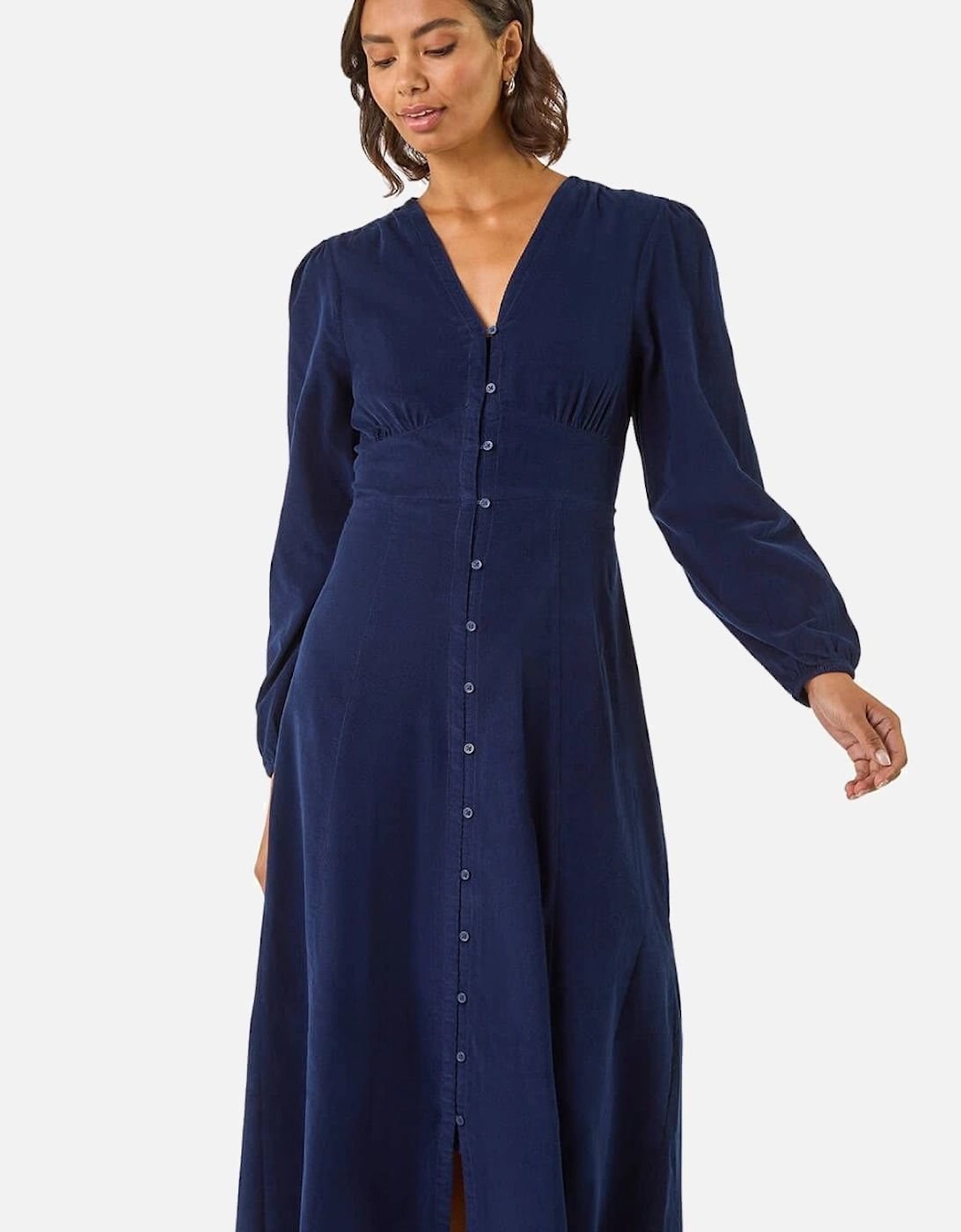 Corduroy Button Through Midi Dress, 2 of 1