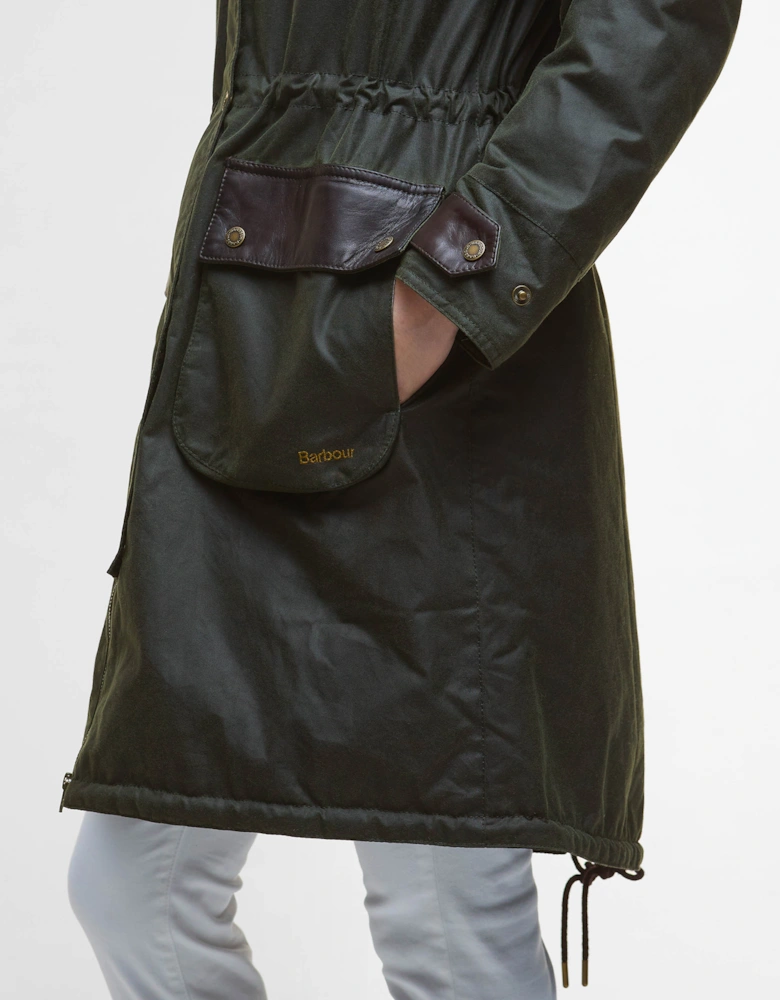 Durham City Womens Waxed Parka - Fern