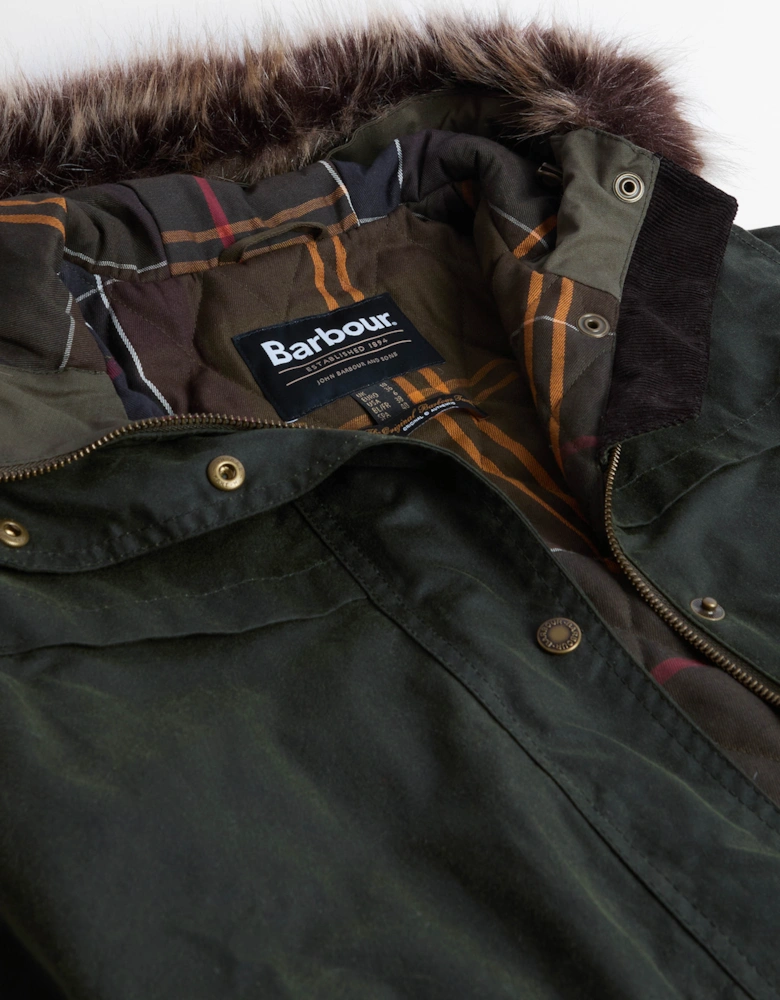 Durham City Womens Waxed Parka - Fern