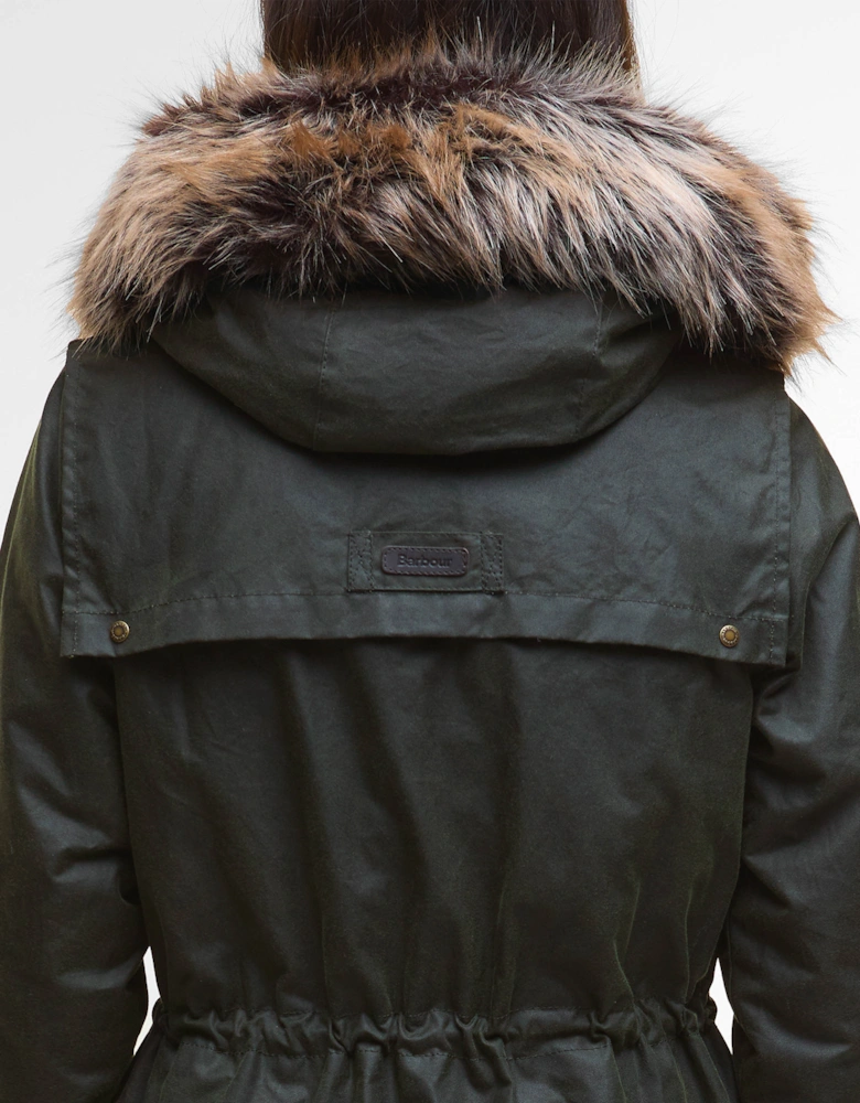 Durham City Womens Waxed Parka - Fern