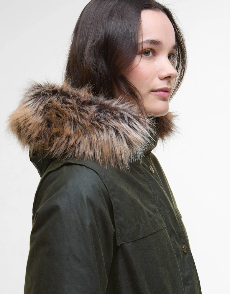Durham City Womens Waxed Parka - Fern