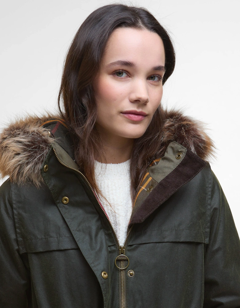 Durham City Womens Waxed Parka - Fern