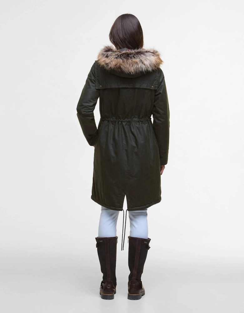 Durham City Womens Waxed Parka - Fern