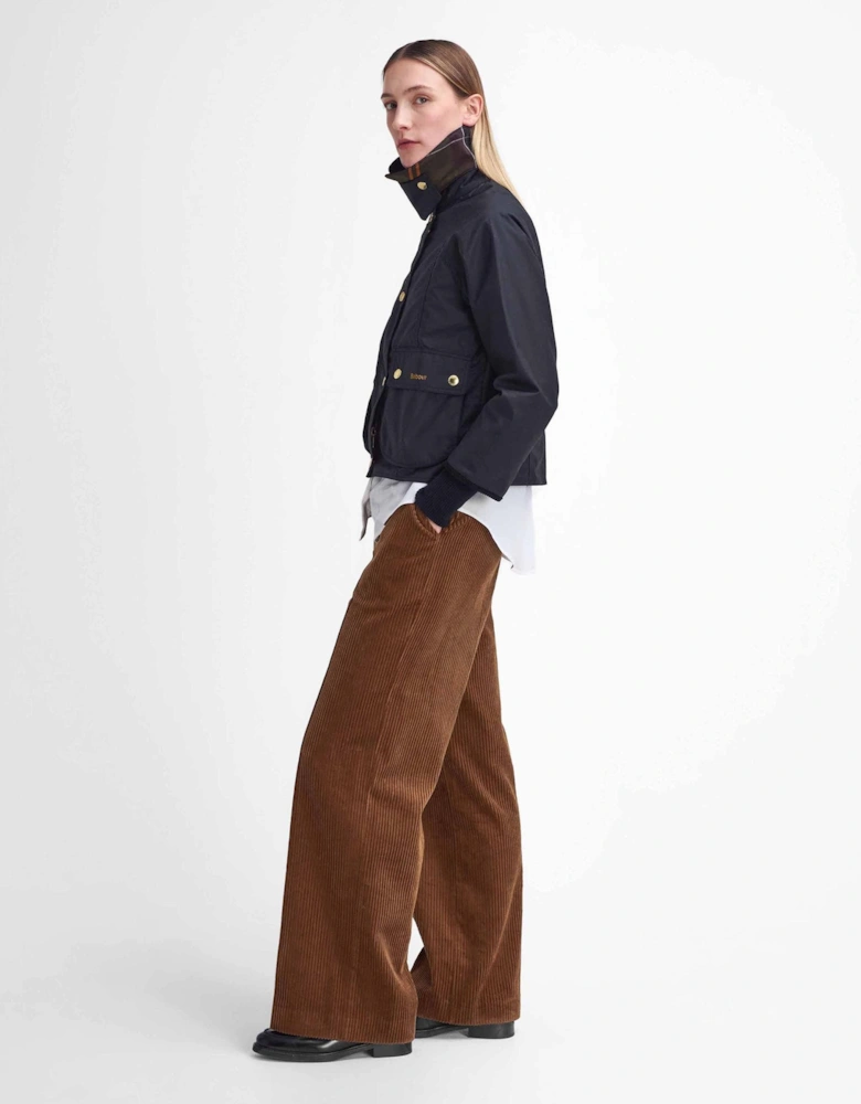 Cropped Beadnell Womens Wax Jacket - Black/Classic