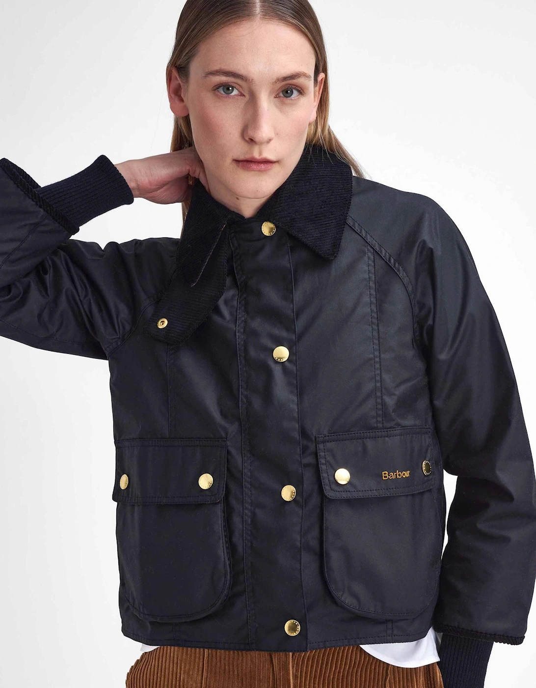 Cropped Beadnell Womens Wax Jacket - Black/Classic