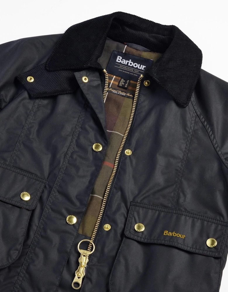 Cropped Beadnell Womens Wax Jacket - Black/Classic