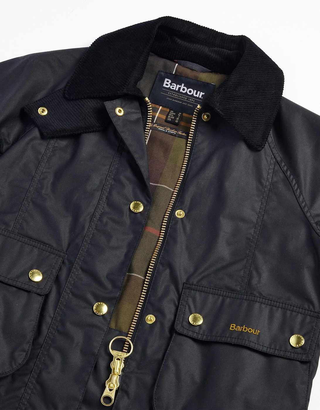 Cropped Beadnell Womens Wax Jacket - Black/Classic