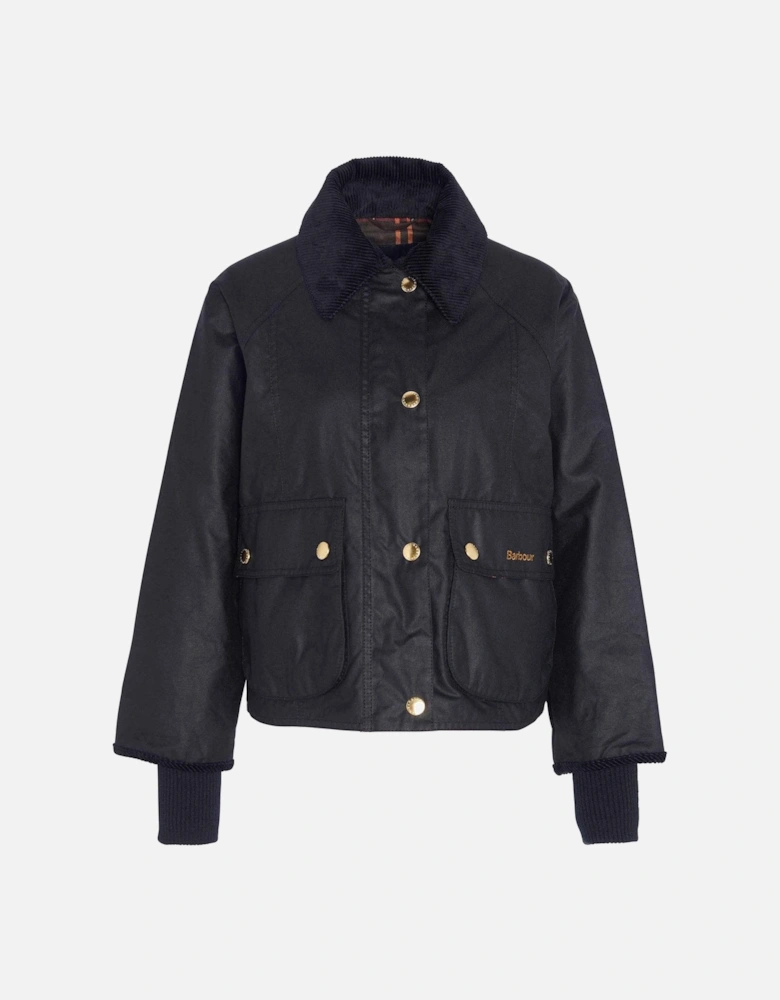Cropped Beadnell Womens Wax Jacket - Black/Classic