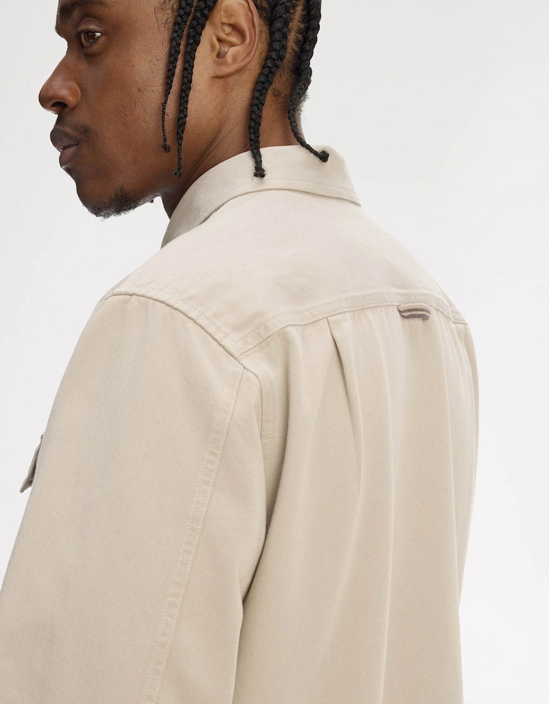 Mens Twill Zip Through Overshirt - Warm Oat Z19